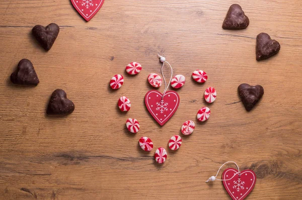Decoración de San Valentín, Corazones y dulces — Foto de Stock