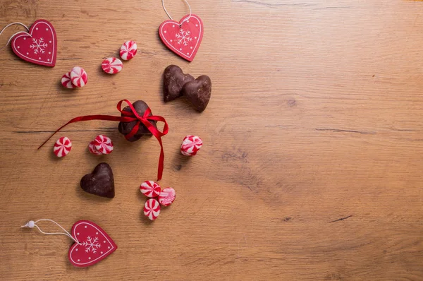Decoración de San Valentín, Corazones y dulces — Foto de Stock
