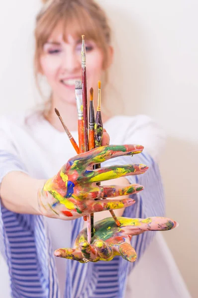 Painter girl — Stock Photo, Image
