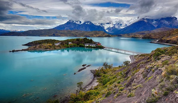 Lake Pehoe in Torres del Paine N.P. (Patagonië, Chili) Stockfoto
