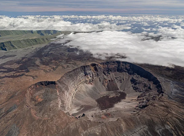 Vista Aérea Del Volcán Piton Fournaise Isla Reunion — Foto de Stock