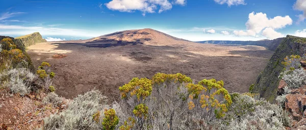 Vista Panorâmica Caldeira Vulcão Piton Fournaise Ilha Reunion — Fotografia de Stock