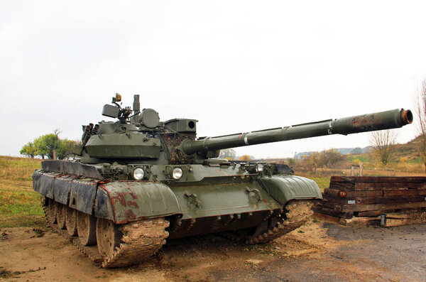 Army tank in the rainy weather 