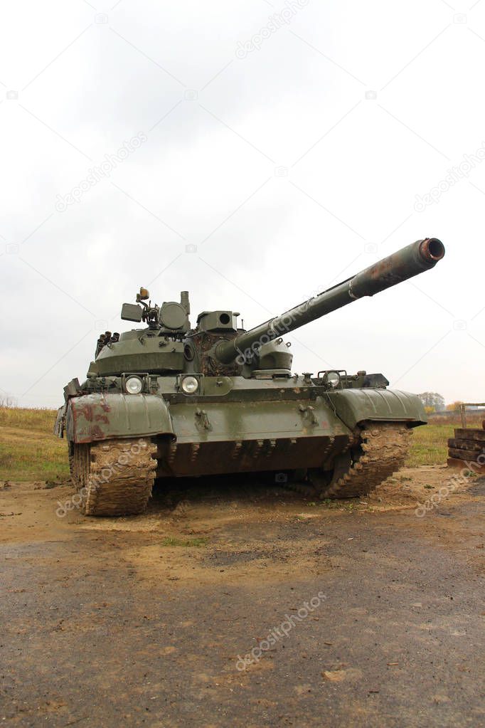 Army tank in the rainy weather 