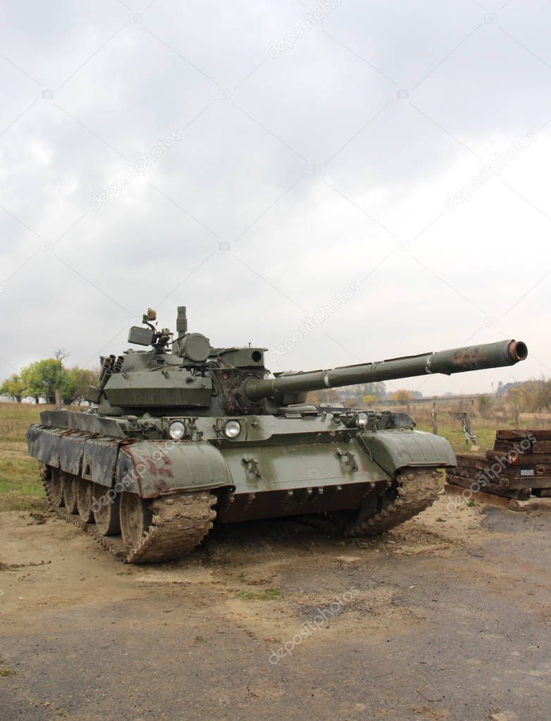 Army tank in the rainy weather 