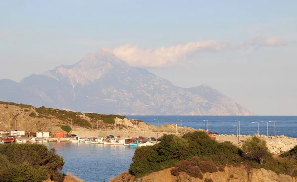 Veduta del monte sacro Athos, Calcidica — Foto Stock