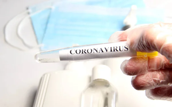 Corona Virus 2019 Hygienic Items Tube Test Mask — Stock Photo, Image