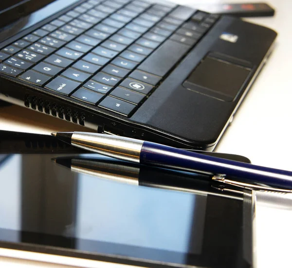 Home Office Table Laptop Notebook — Stock Photo, Image