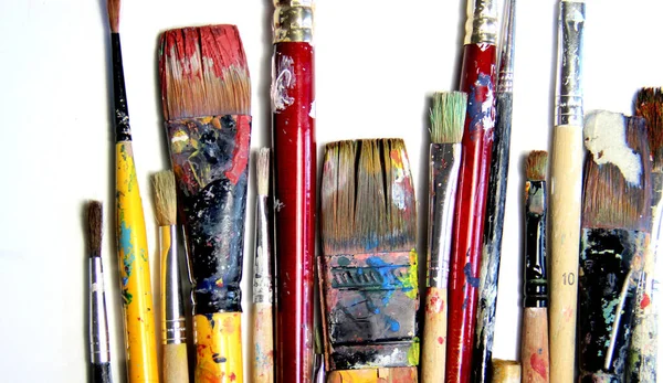 Stay Home Make Art Mix Paintbrushes — Stock Photo, Image