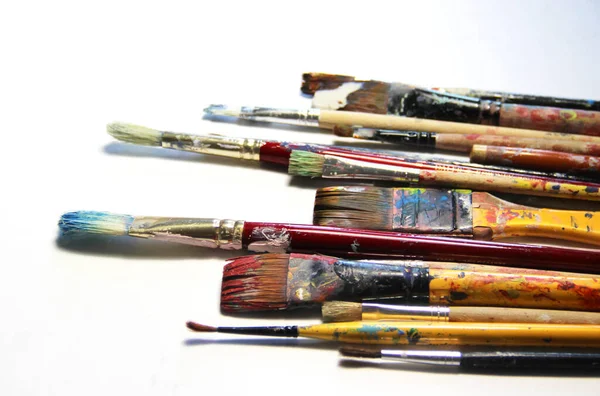 Stay Home Make Art Mix Paintbrushes — Stock Photo, Image