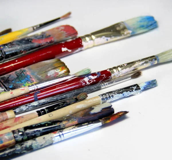 Stay Home Make Art Mix Paintbrushes — Stock Photo, Image