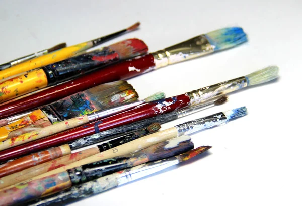 Stay Home Make Art Mix Paintbrushes — Stock Photo, Image