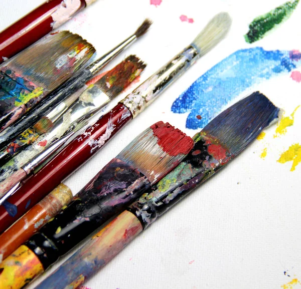 Stay Home Make Art Mix Paintbrushes — Stock Photo, Image