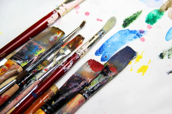Stay Home Make Art Mix Paintbrushes — Stock Photo, Image
