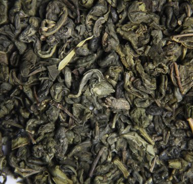 Bol yeşil oolong çayı, doku, makro 