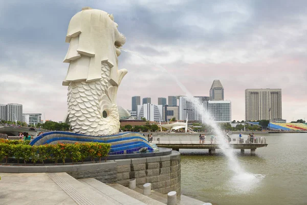 Singapur Nasyp Merlion Merlion Jest Symbolem Singapur Merlion Jest Rzeźba — Zdjęcie stockowe