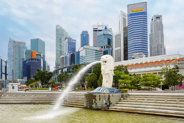 Singapore 2018 Embankment Merlion Merlion Het Symbool Van Singapore Merlion — Stockfoto