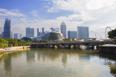 Singapur. Setin. Esplanade tiyatro. Esplanade Marina Bay Rıhtımlar üzerinde bulunan sanat, Singapur'un merkezidir. Tesis modern bir modernist tarzda inşa edilmiştir.