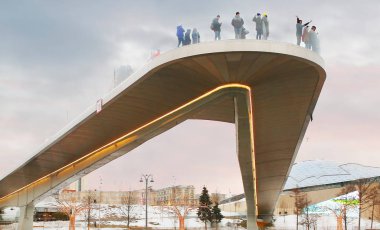 Moskova, Rusya, 03, 26, 2018, yükselen köprü Moskova'da. Gözlem güverte parkta 