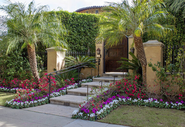 Los Angeles, USA, 02/29/2016, Charming Beverly hills mansions. Beverly Hills. This is the most famous area of Los Angeles is easy to learn from the chic mansions.