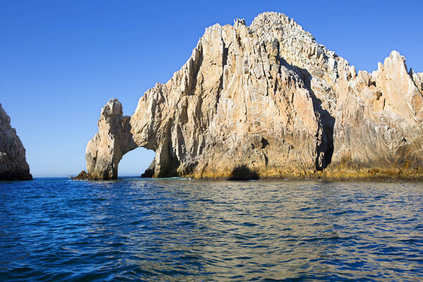 Mexico. The Arch Of Cabo San Lucas. In the southern tip of the Peninsula of California concentrated a number of beautiful rocks of bizarre shape. El Arco rock is one of Mexico's most famous natural attractions. It is the iconic symbol of Cabo San Luc