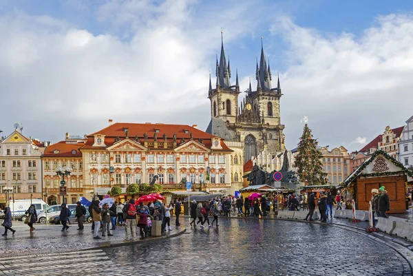Prag Tjeckien 2017 Stare Mesto Square Katedralen Jungfru Maria Och — Stockfoto