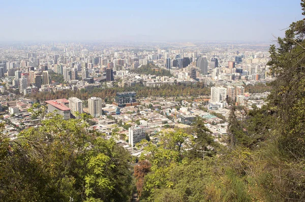 Santiago Chile Utsikt Över Staden Från San Cristobal Kullen Från — Stockfoto