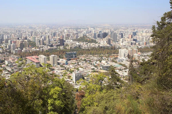 Santiago Chili Vue Sur Ville Depuis Colline San Cristobal Colline — Photo