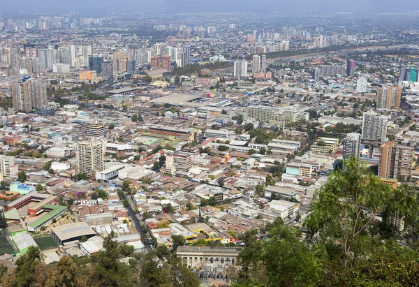 Santiago Chili Uitzicht Stad Vanaf San Cristobal Heuvel Vanaf Heuvel — Stockfoto