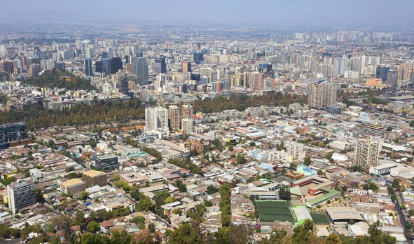 Santiago Chile Vista Ciudad Desde Colina San Cristóbal Desde Colina — Foto de Stock