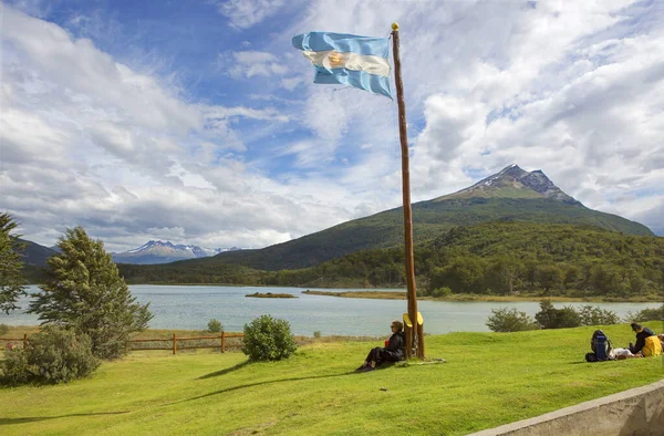 Ushuaia Argentina 2020 Tierra Del Fuego National Park Флаг Национальный — стоковое фото