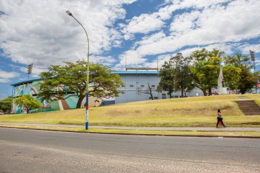 Montevideo, Uruguay, 02 / 28 / 2020, Centenario Stadı. Centenario, Montevideo şehrinde bir futbol stadyumudur ve dünya futbolu tarihinde özel bir yere sahiptir: 1930 yılında ilk Dünya Kupası 'na ev sahipliği yapmıştır ve Uruguaylılar Olimpiyat Şampiyonudur..