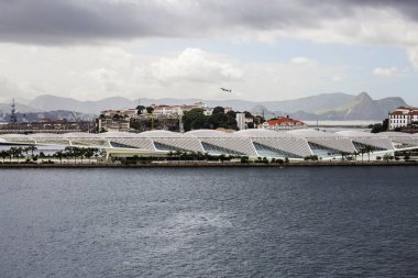 Rio de Janeiro, Brezilya, 03 / 06 / 2020, Guanabara Körfezi 'ndeki Amanyi Müzesi. Guanabara, Brezilya 'nın güneydoğusunda yer alan bir körfez..