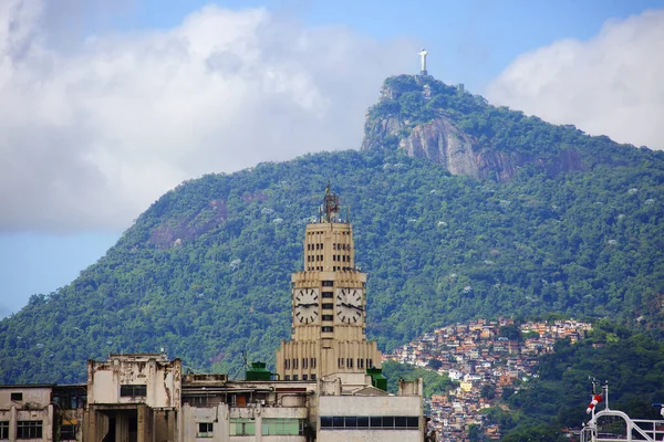 Rio Janeiro Brazília 2020 Megváltó Krisztus Szobra Corcavado Hegyen Kilátás — Stock Fotó