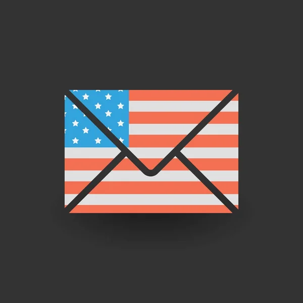 E-Mail-Symbol mit usa Flagge Textur — Stockvektor