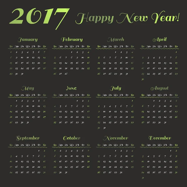 Шаблон календаря 2017 — стоковый вектор