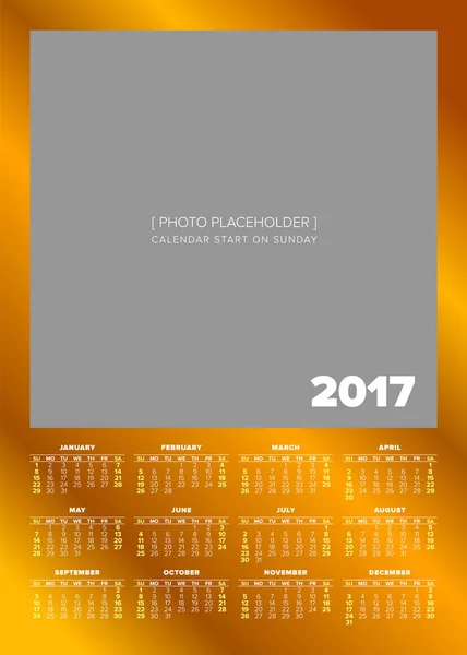 Ημερολογιακό έτος 2017 απλό — Διανυσματικό Αρχείο