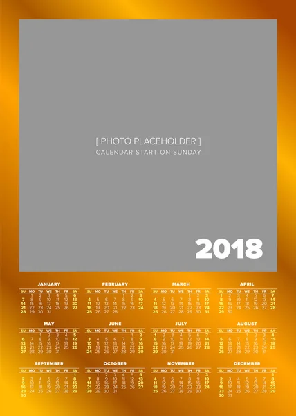 Ημερολόγιο έτους 2018 απλό — Διανυσματικό Αρχείο