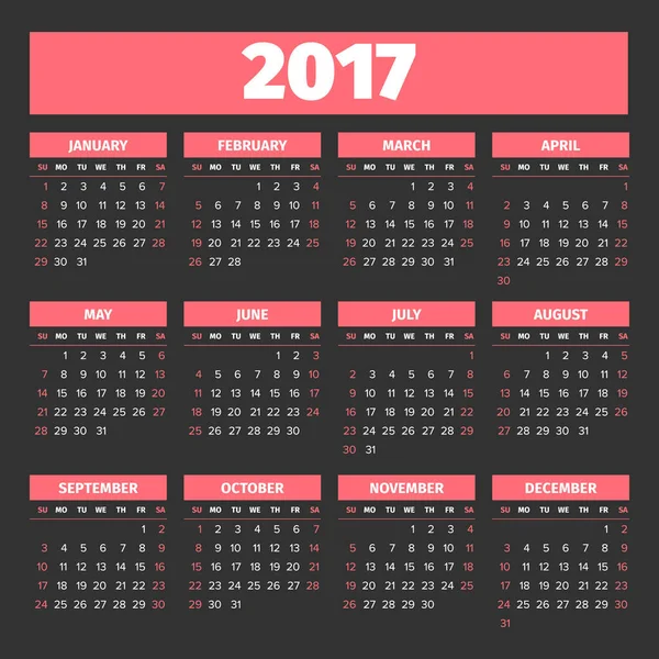 Το πρότυπο ημερολόγιο 2017 — Διανυσματικό Αρχείο