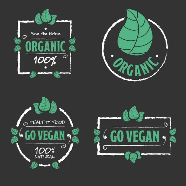 Comida ecológica Ir iconos veganos conjunto — Archivo Imágenes Vectoriales