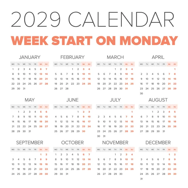 Einfache 2022 Jahreskalender — Stockvektor © 123sasha #130331634