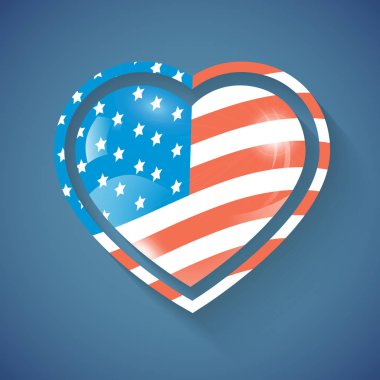 Amerikan bayrağı taşıyan kalp