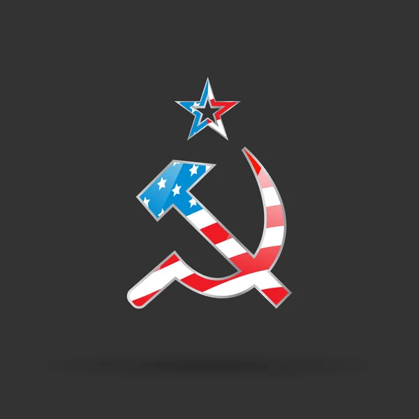 アメリカの国旗とハンマーと鎌 — ストックベクタ
