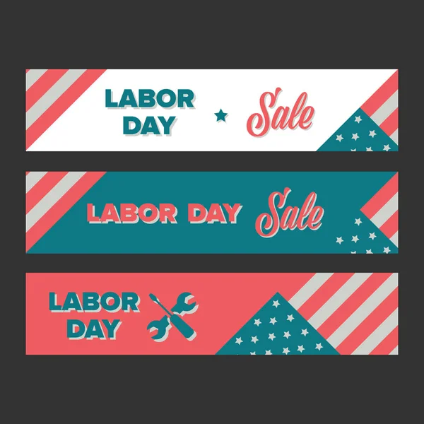 Bandiere di vendita del Labor Day — Vettoriale Stock