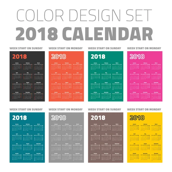Ημερολόγιο τσέπης χρώμα οριστεί 2018 — Διανυσματικό Αρχείο