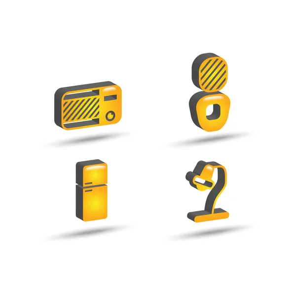 Three dimensional house equipment icon set — Stock Vector