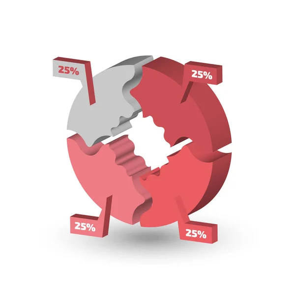 Dreidimensionales Kreisdiagramm für Infografik — Stockvektor