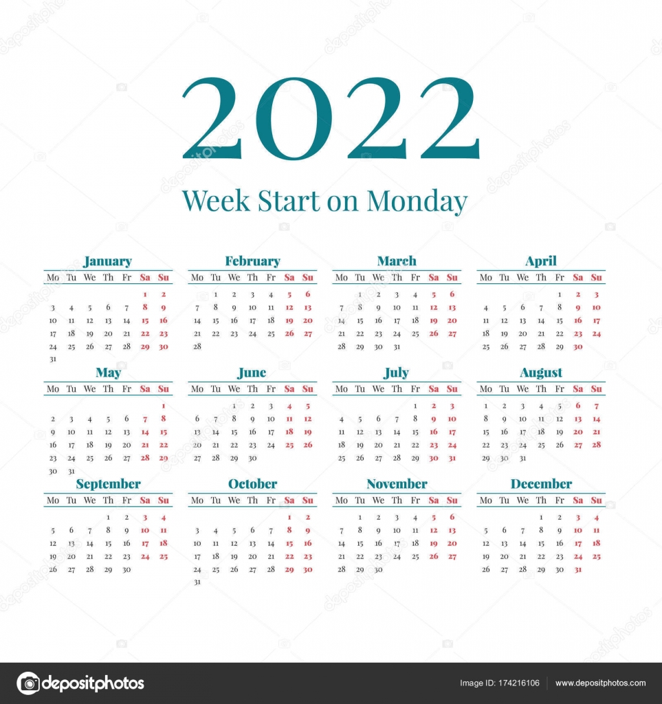  Calendrier  de l ann e 2022  simple  Image vectorielle 