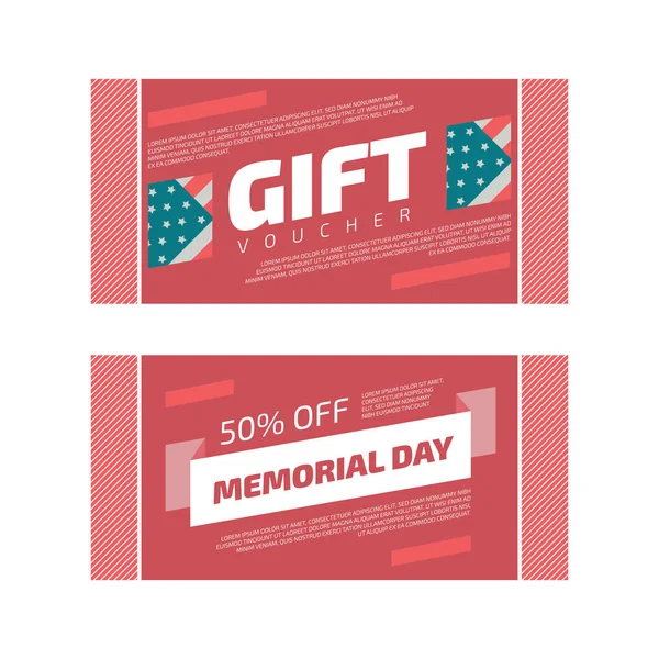 Cheque regalo Memorial Day — Vector de stock