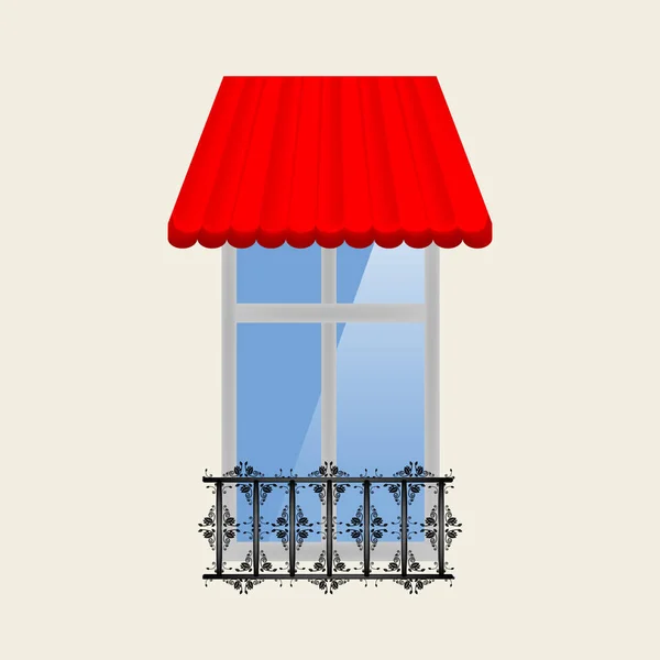 窗户上的矢量红色遮阳篷 — 图库矢量图片